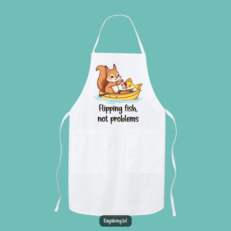 Funny Squirrel Kayak Fishing Apron: Humorous Kitchen Wear, Perfect Gift for Chefs
