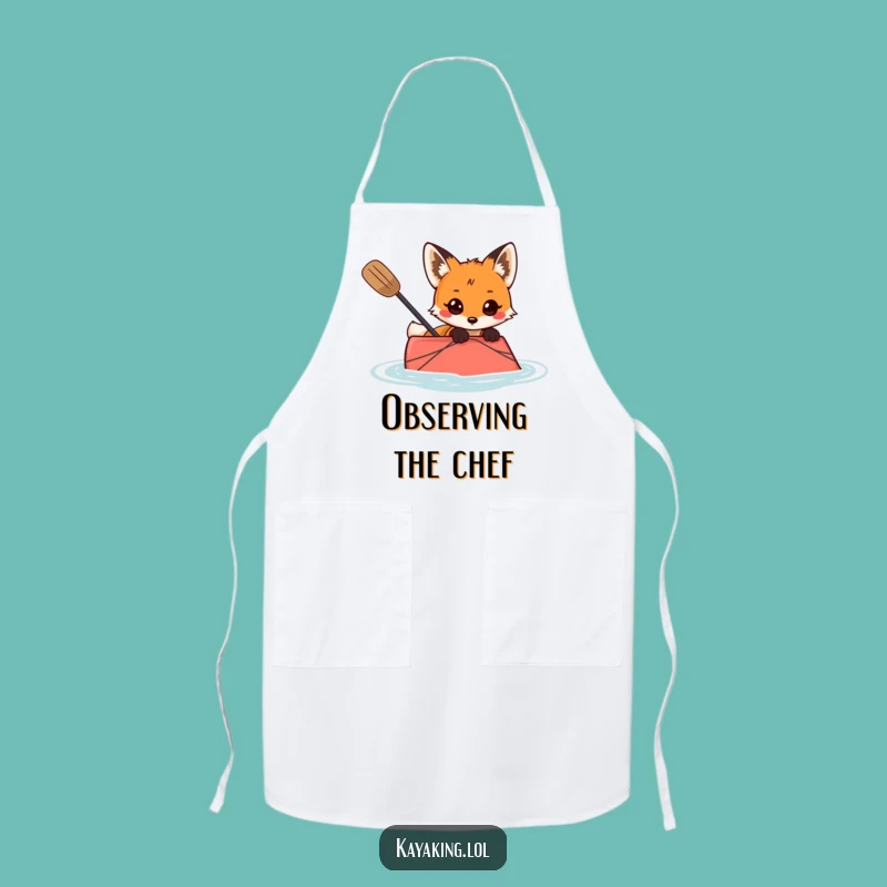 Funny Curious Fox Kayaking Apron Chef's Intriguing Kitchenware Gift