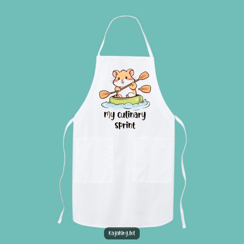 Funny Determined Hamster Kayak Apron: Motivational Kitchen Wear, Perfect Gift for Cooks