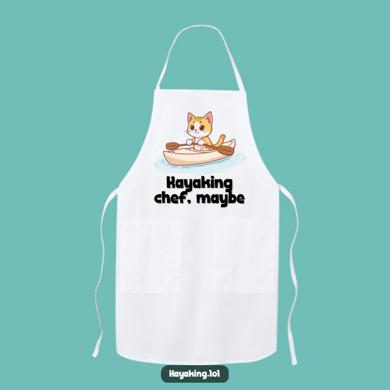 Funny Kayak Cat Apron: Curious Feline Chef's Calm Waters, Protect & Laugh Funny Gift