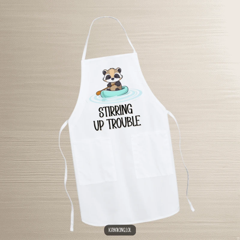 Funny Brave Badger Paddle Apron: A brave badger's focused paddle, a humorous kitchen essential.