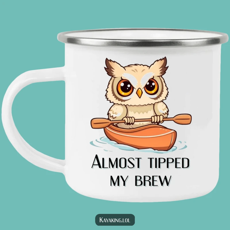 Funny Startled Owl Kayak Camping Mug: Adventure Fuel for Laughs