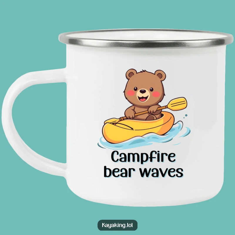 Funny Bear Kayak Camping Mug: Waving Grizzly's Outdoor Fun, Durable & Hilarious Funny Gift