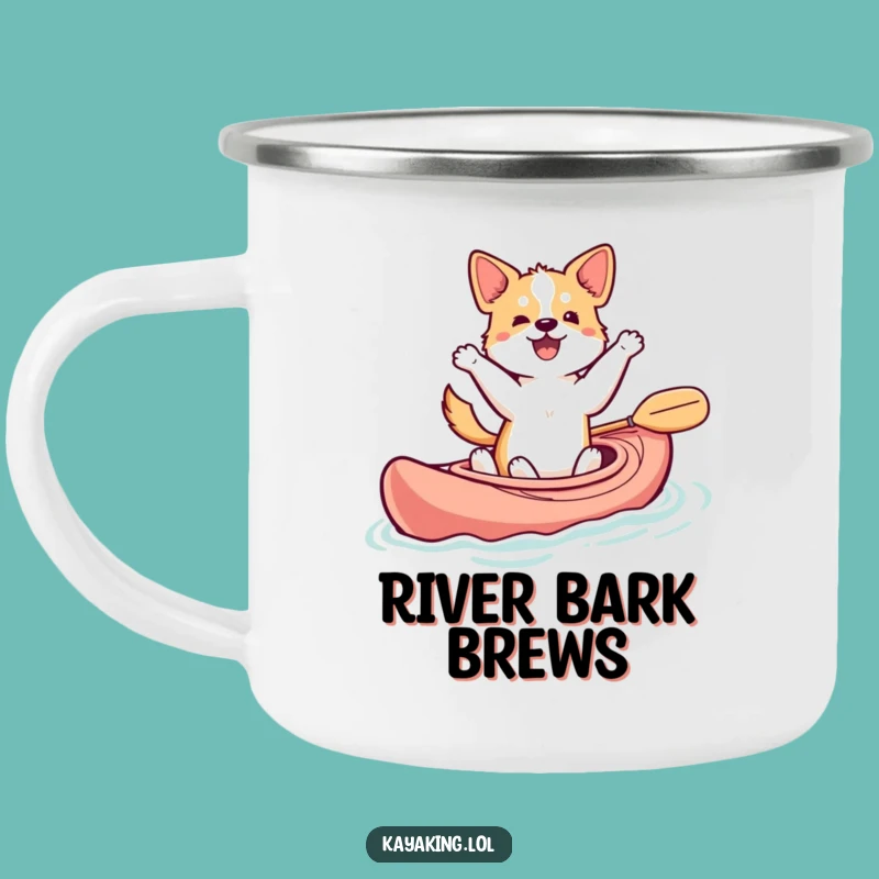 Funny Dancing Dog Kayak Camping Mug: Adventure on the Water