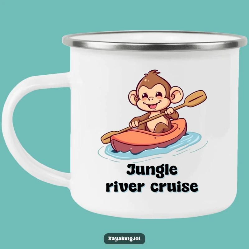 Funny Monkey Kayak Camping Mug: Enjoy Your Brew with this Playful Adventurer, a Cool Funny Gift!