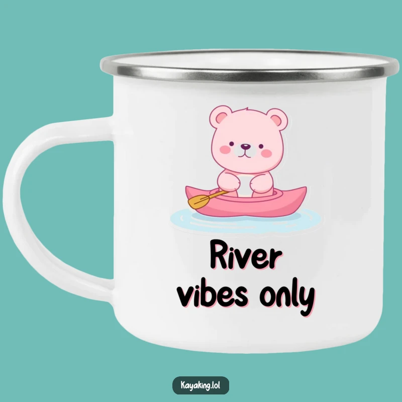 Funny Pink Bear Kayak Camping Mug: Relaxing Humorous Gift for Water Lovers