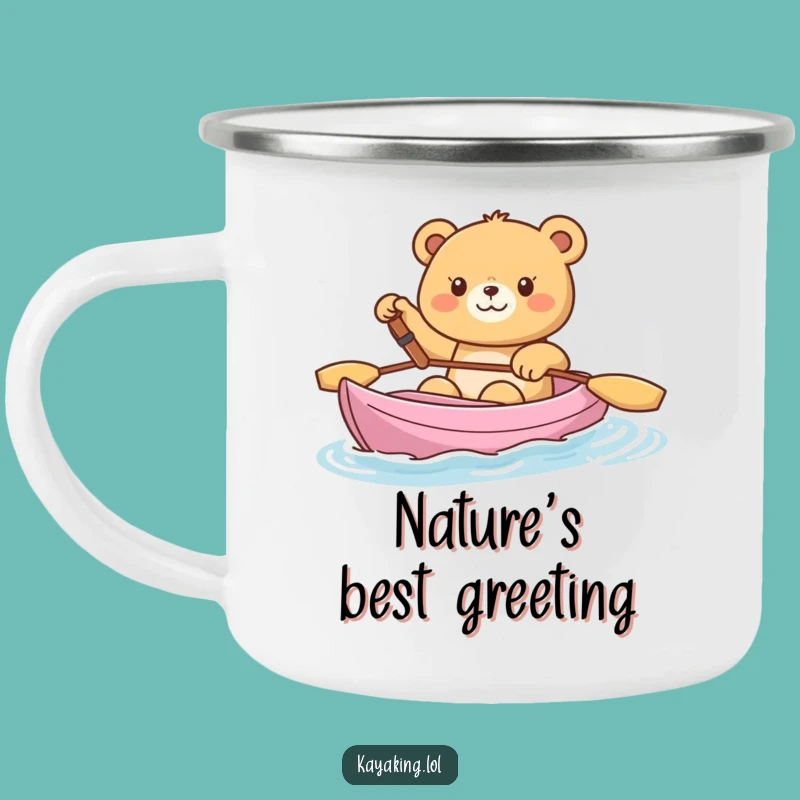 Funny Happy Bear Kayak Camping Mug: Cheerful Outdoor Gear, Perfect Trail Gift