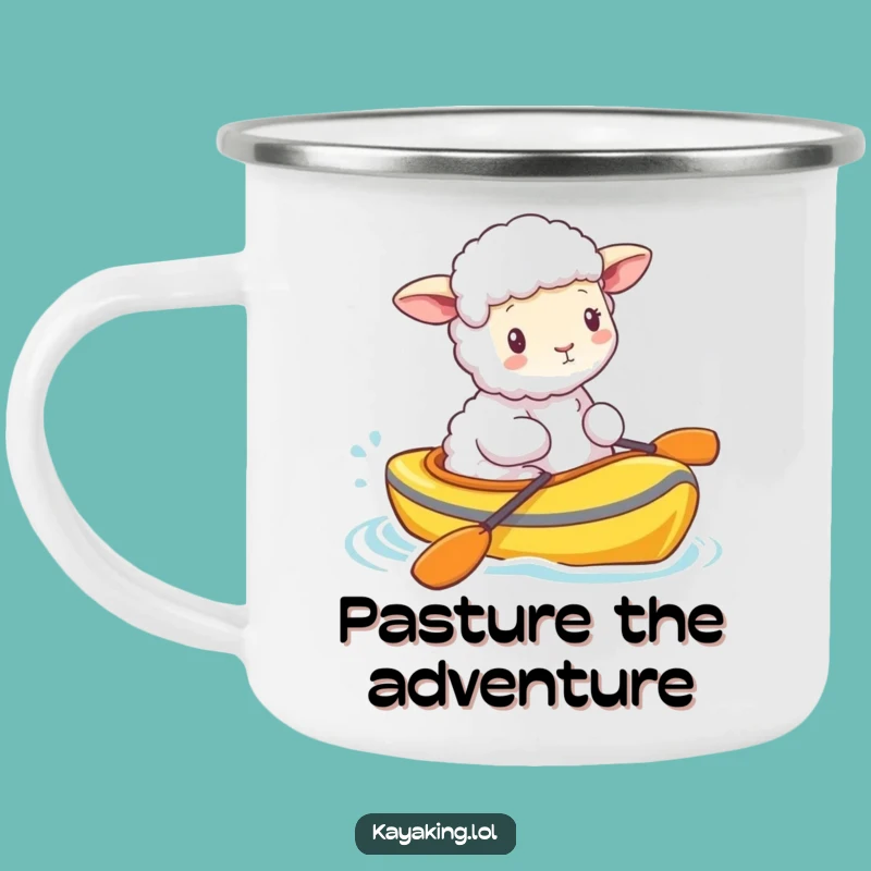 Funny Fluffy Sheep Kayak Camping Mug - Outdoor Cartoon Animal Gift