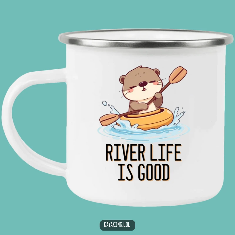 Funny Winking Otter Kayak Camping Mug - Outdoor Cartoon Animal Gift