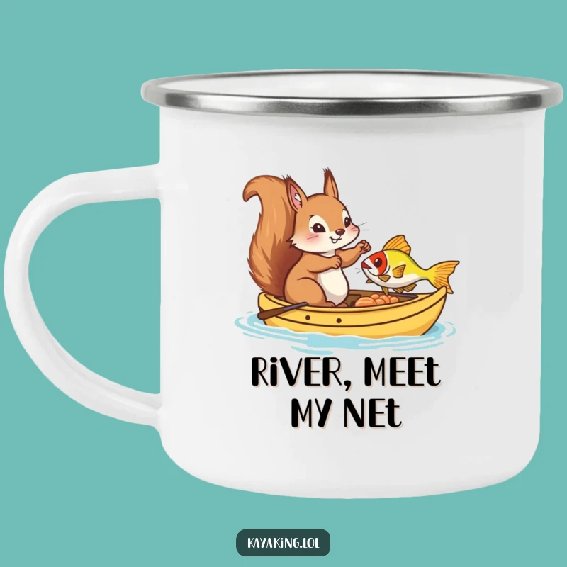 Funny Squirrel Kayak Fishing Camping Mug: Humorous Outdoor Gear, Perfect Trail Gift