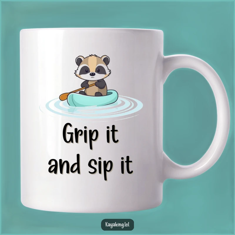 Funny Brave Badger Paddle Mug: A Determined Gift for River Lovers