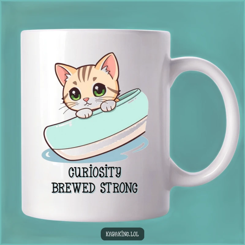 Funny Cat Kayak Mug: Curious Cat Peeking Over, Perfect Funny Gift!