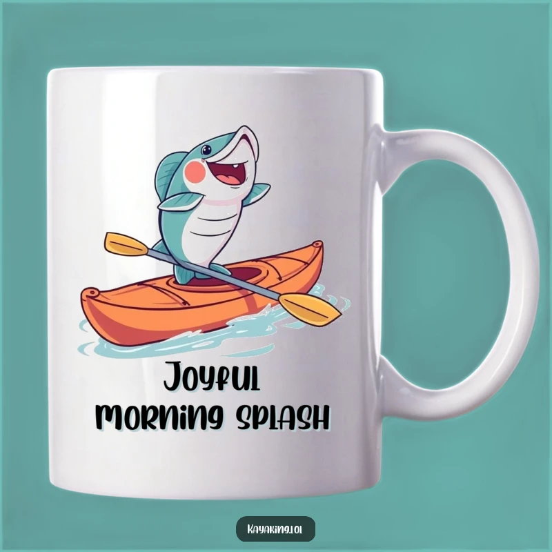 Funny Fish Kayaking Mug: Joyful Leaping Angler Makes a Hilarious Gift