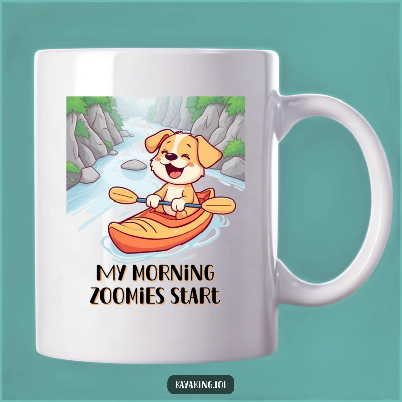 Funny Puppy Kayaking Mug - Hilarious River Adventure Gift