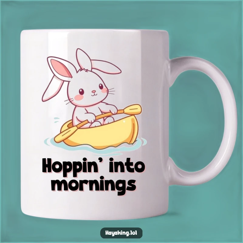 Funny Playful Bunny Kayak Mug: Adorable Ears Streaming Fun Gift