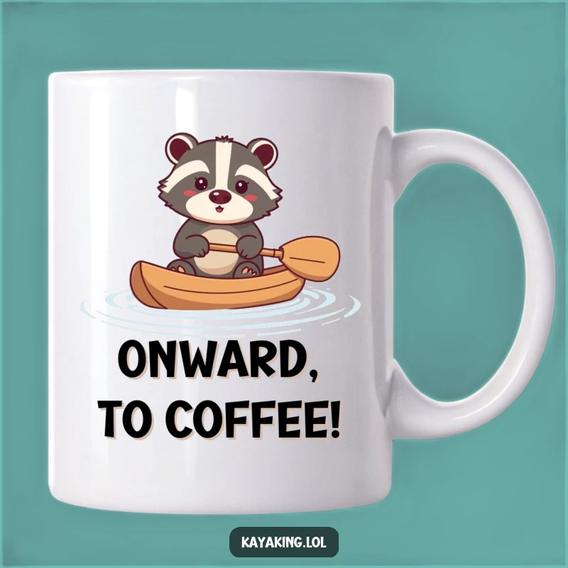 Funny Brave Badger Kayak Mug: Determined Paddler Wildlife Humor Gift