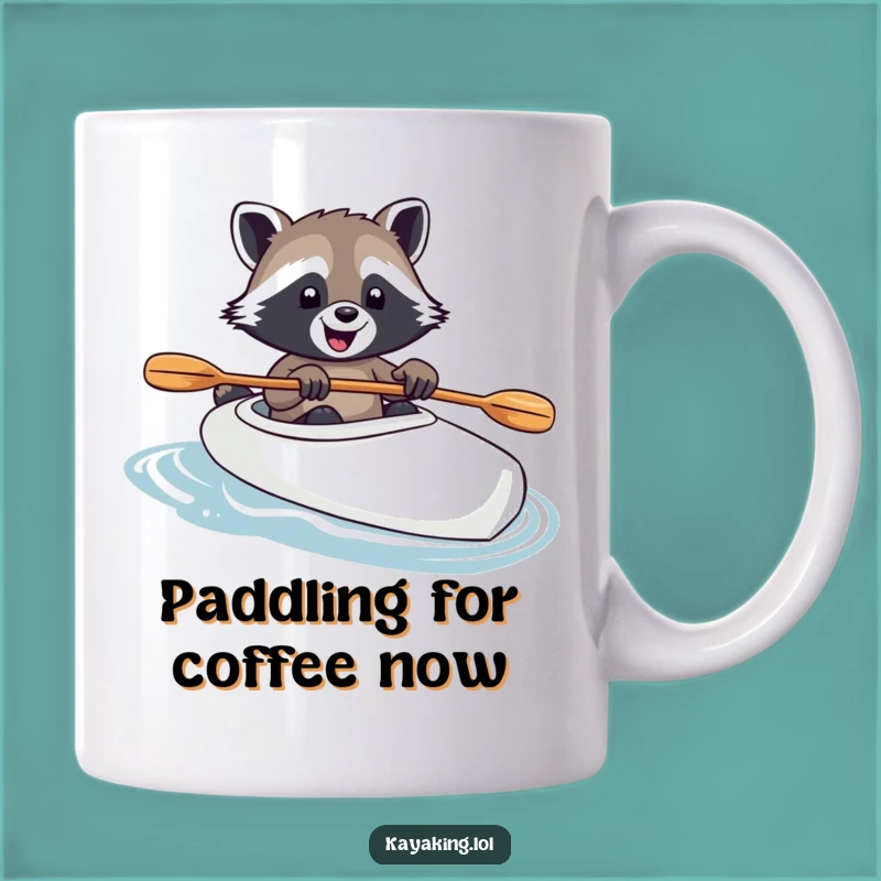 Funny Raccoon Kayak Mug: Joyful Paddler Gift for Nature Lovers