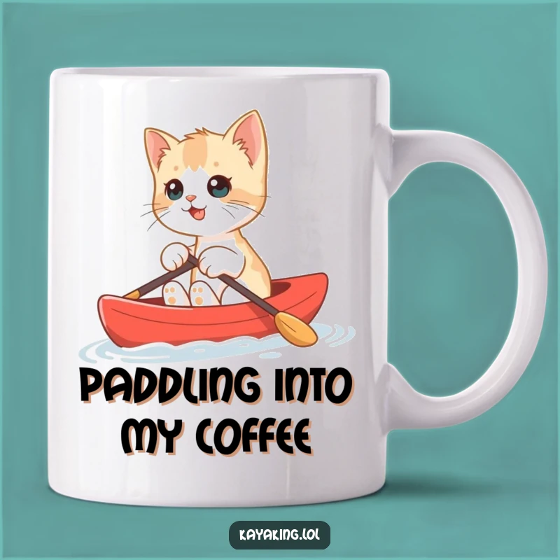 Funny Kitten Kayak Mug: Adorable Cat Bobbing Adventure, Perfect Funny Gift