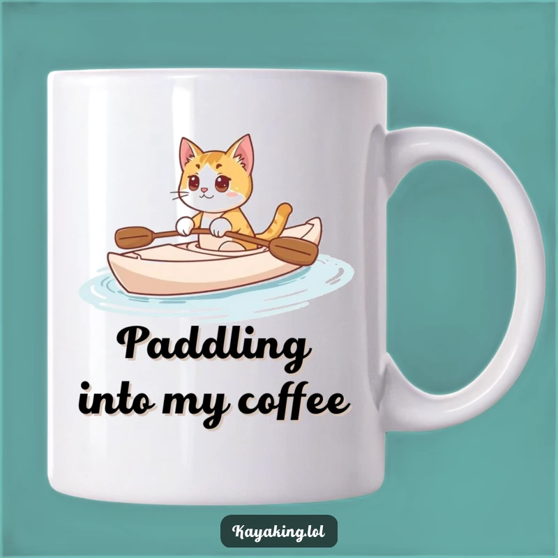 Funny Kayak Cat Mug: Curious Feline's Serene Paddle Adventure, A Purrfect Funny Gift