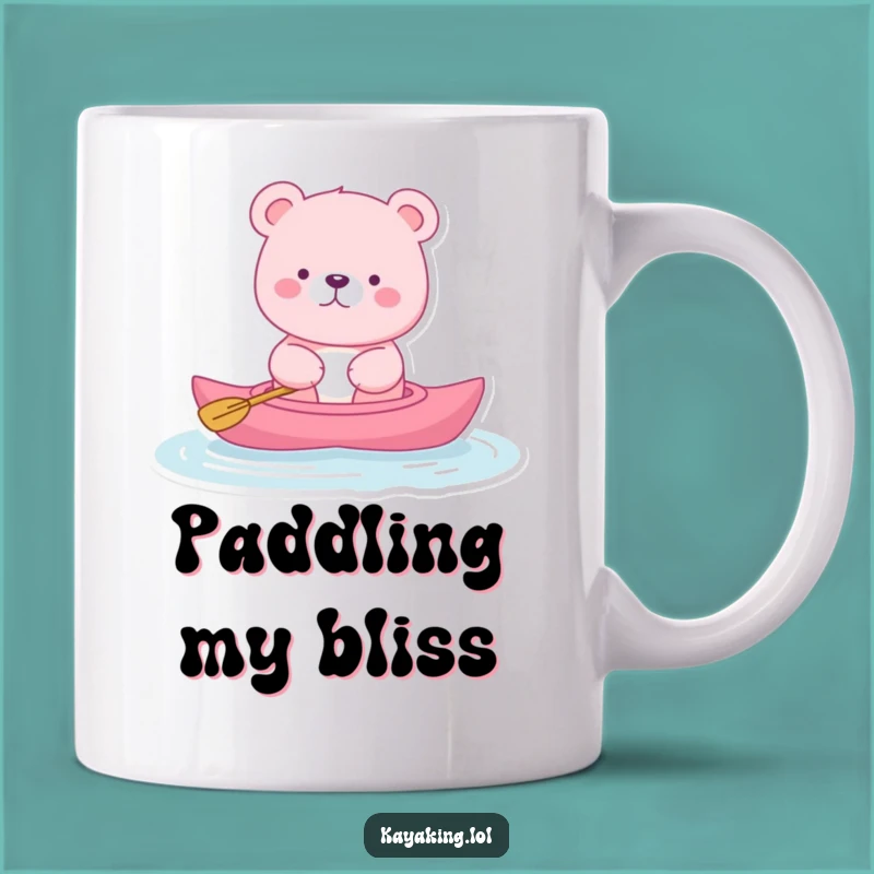 Funny Pink Bear Kayak Mug: Relaxing Humorous Gift for Peaceful Paddlers