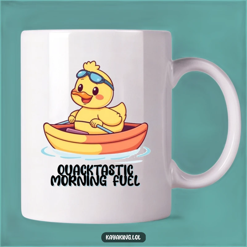 Funny Duck Kayak Mug: Adorable Smiling Duck in Colorful Kayak, Perfect Funny Gift!
