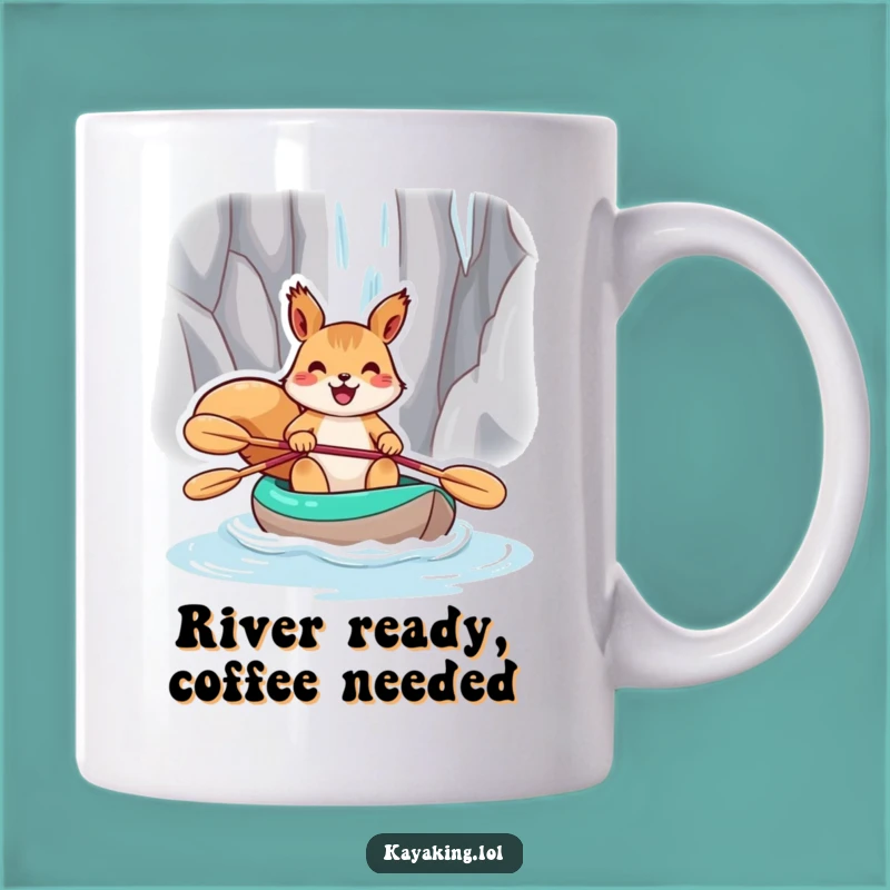 Funny Squirrel Kayak Waterfall Mug: A Hilarious Adventure Gift for Nature Lovers