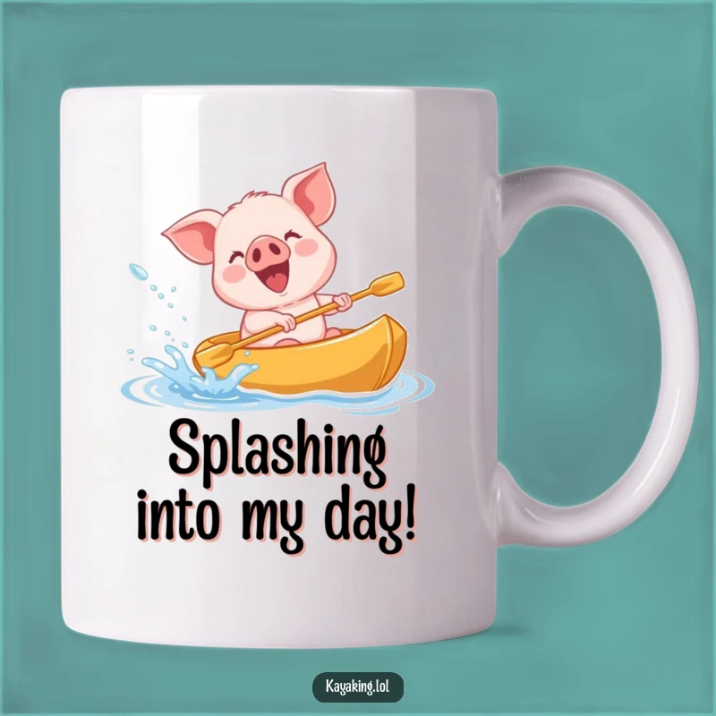Funny Giggling Piglet Kayak Mug - Joyful Splashy Fun Gift
