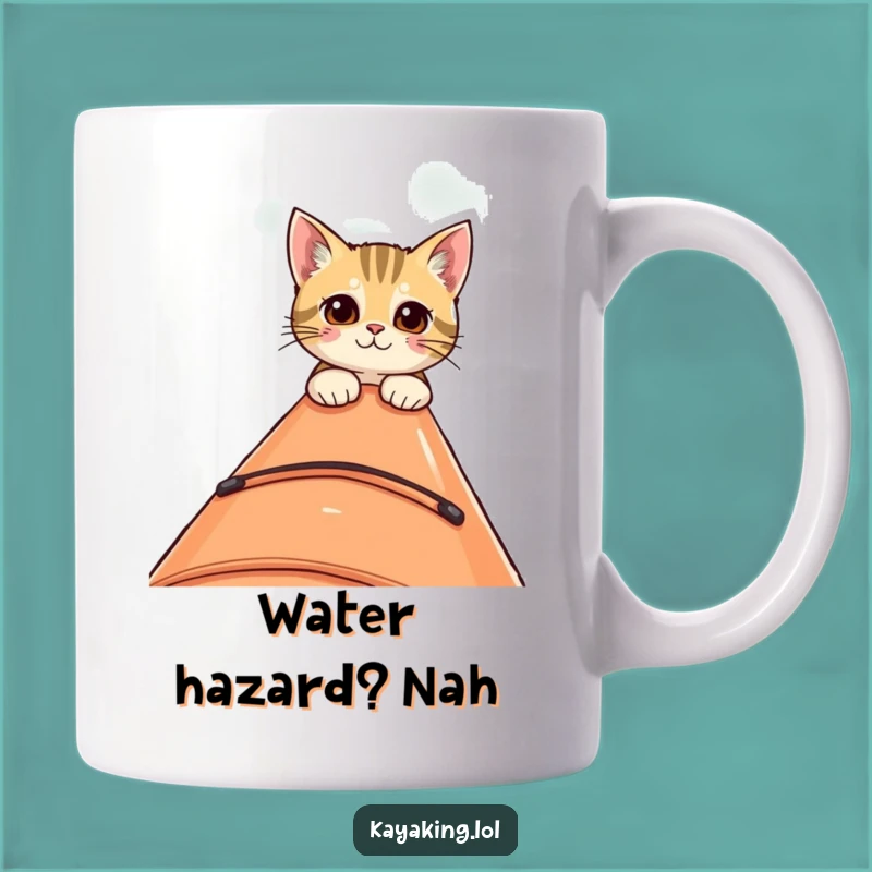 Funny Curious Cat Kayak Mug - Feline Adventure Lover Gift