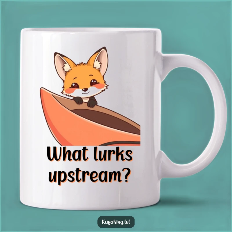 Funny Curious Fox Kayak Mug - Adventurous Explorer Fox Gift