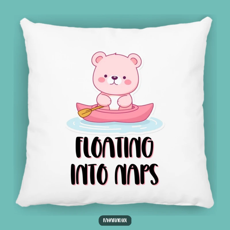 Funny Pink Bear Kayak Pillow: Comfy Humorous Gift for Peaceful Relaxation