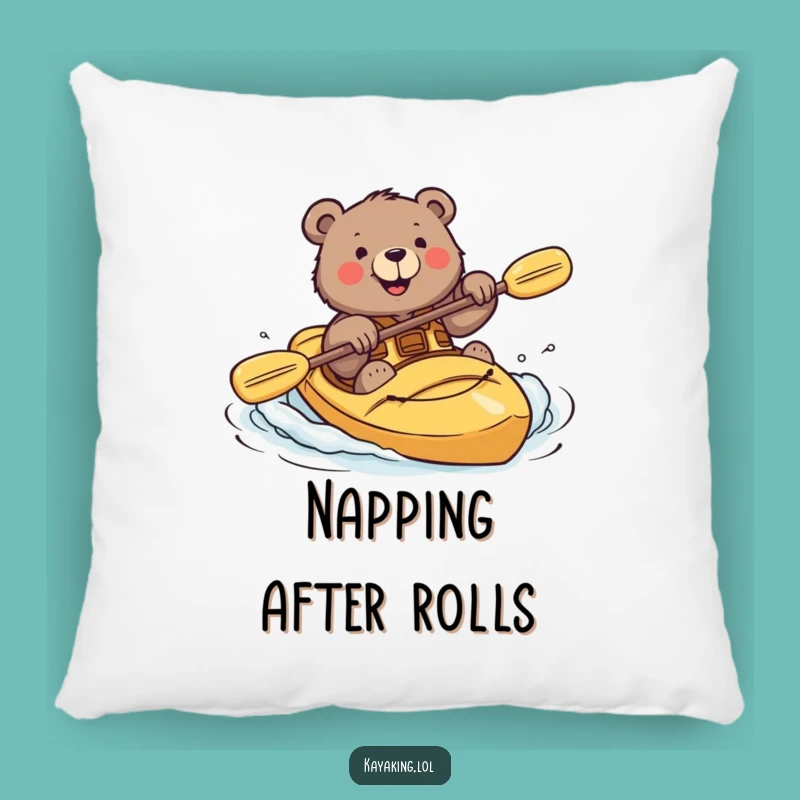 Funny Bear Kayak Pillow Cozy Brave Home Decor Gift