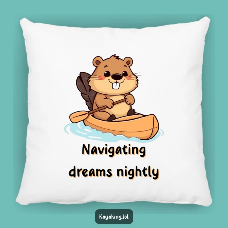 Funny Beaver Kayaking Pillow: Cuddle Up with this Determined Paddler's Comical Comfort