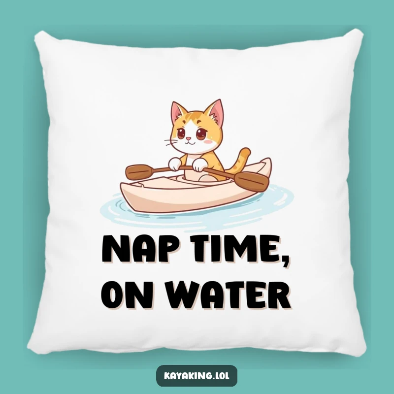Funny Kayak Cat Pillow: Curious Kitty's Peaceful Paddle, Cozy Comfort & Hilarious Funny Gift