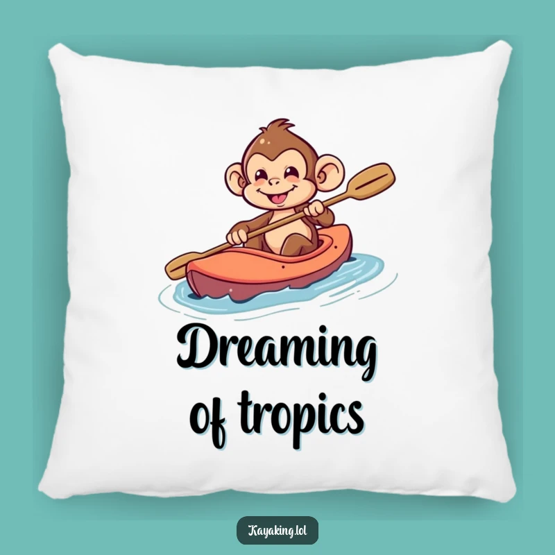 Funny Monkey Kayak Pillow: Cuddle Up for Adventure! This Playful Pillow is a Wonderful Funny Gift!
