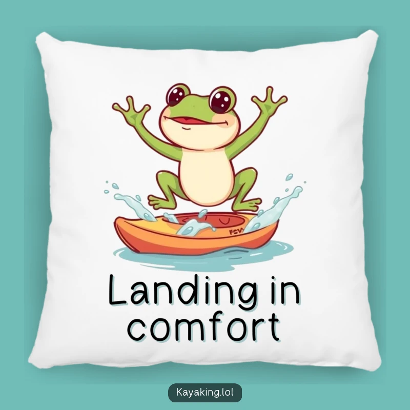 Funny Frog Kayak Splash Pillow: Humorous Cushion, Perfect Gift for Cozy Fun