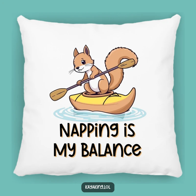 Funny Squirrel Kayaking Pillow: Cozy & Hilarious Animal Accent for Home