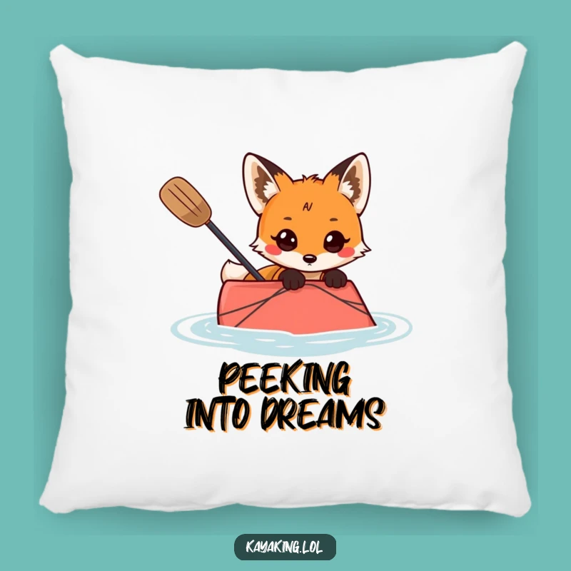 Funny Curious Fox Kayak Pillow Cozy Mystery Home Decor Gift