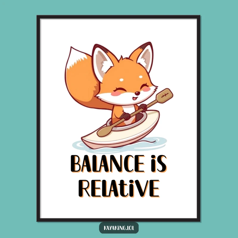 Funny Fox Kayaking Digital Art: Hilarious Water Adventure Print for Instant Joy