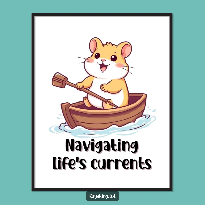 Funny Hamster Boat Race Digital Art: Cheerful Rodent's Paddle Masterpiece, Perfect Gift!