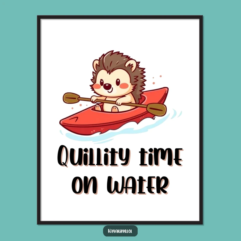 Funny Hedgehog Kayaking Digital Art - Instant Charm for Your Walls