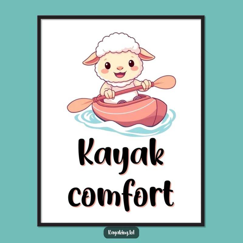 Funny Sheep Kayak Digital Print: Instant Water Fun Art Gift