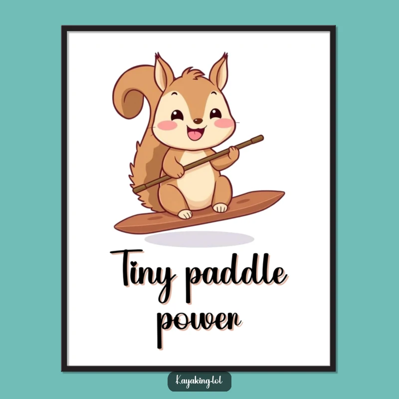 Funny Squirrel Paddling Digital Art: Tiny Adventure Print for Instant Joy