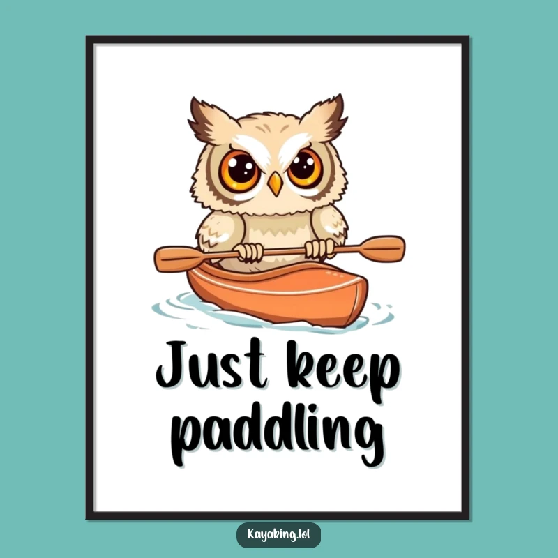 Funny Startled Owl Kayak Digital Art: Instant Hilarious Decor for Your Space