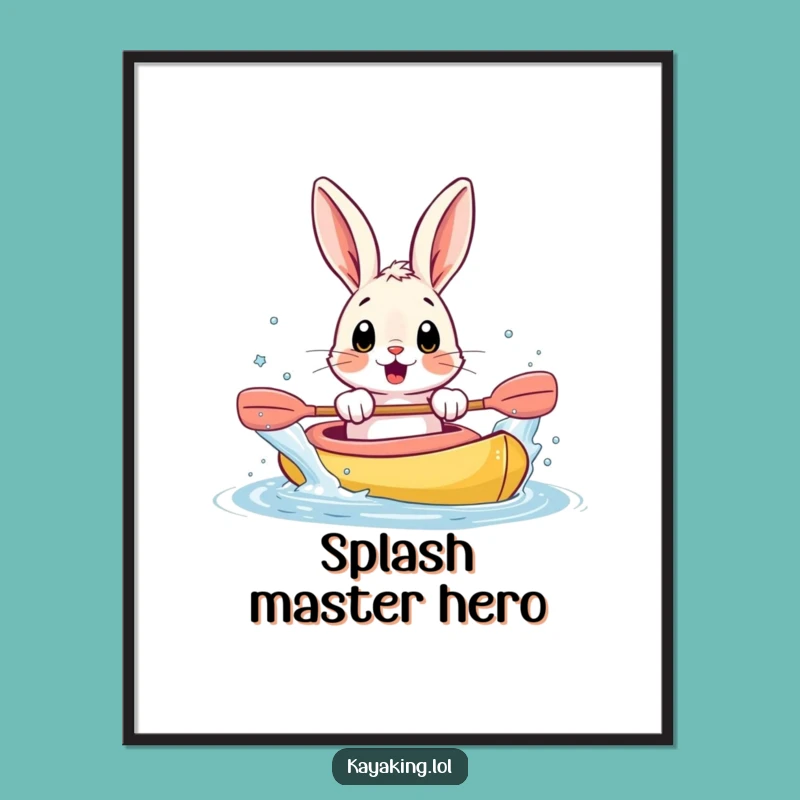 Funny Bunny Kayak Digital Art: Splashy Humor Decor For Walls