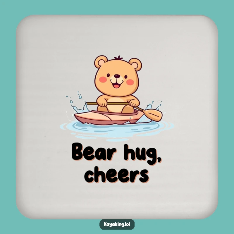 Funny Bear Kayak Drink Coaster: Playful Table Protector Gift