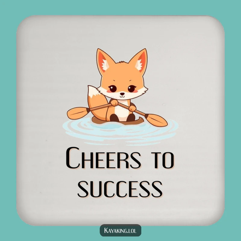 Funny Determined Fox Drink Coaster: Protect Surfaces with Kayak Drive - Gift