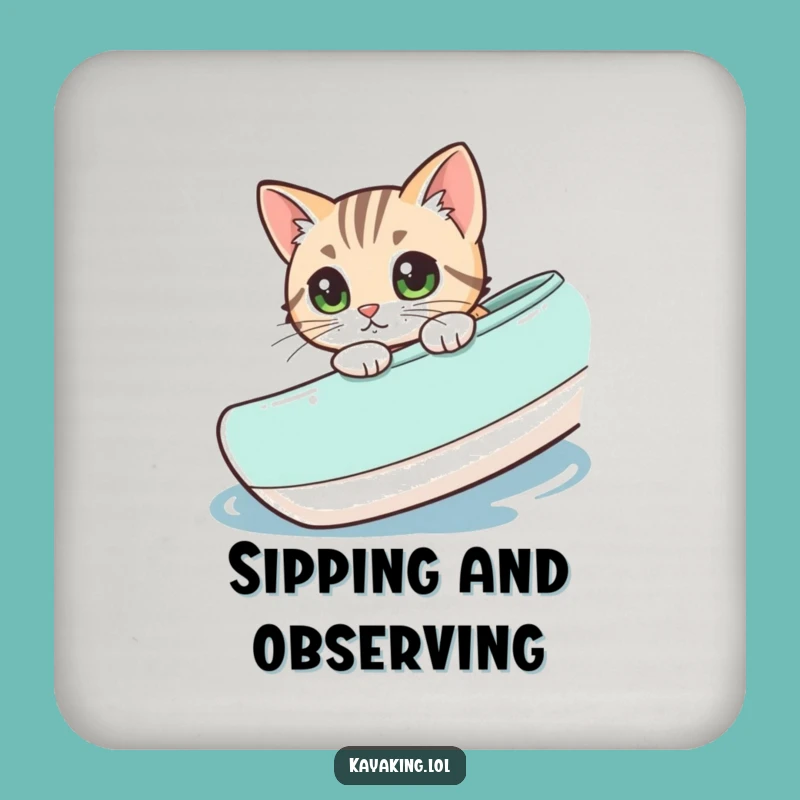 Funny Cat Kayak Drink Coaster: Curious Kitty Protection, Awesome Funny Gift!