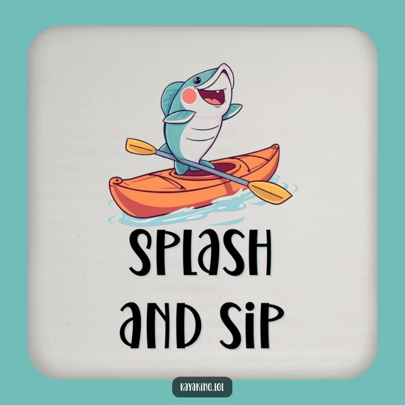 Funny Fish Kayaking Drink Coasters: Protect Surfaces with this Joyful Angler's Humor