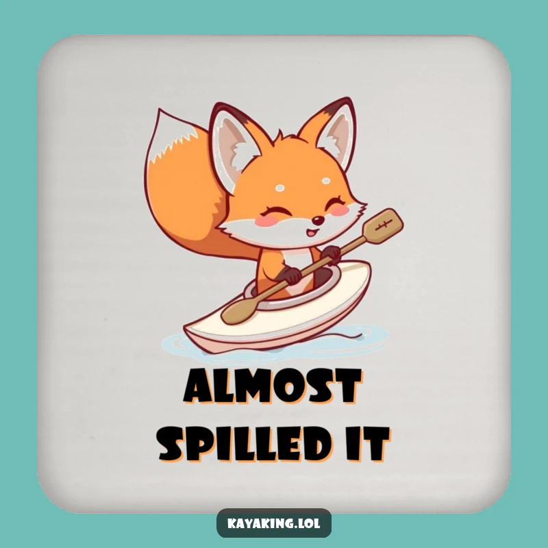 Funny Fox Kayaking Coaster: Protect Surfaces with Hilarious Water Adventure Style