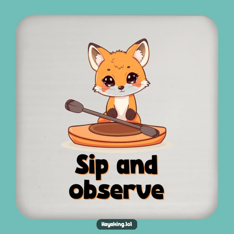 Funny Fox Kayaking Coaster - Protect Surfaces with Intrigue!